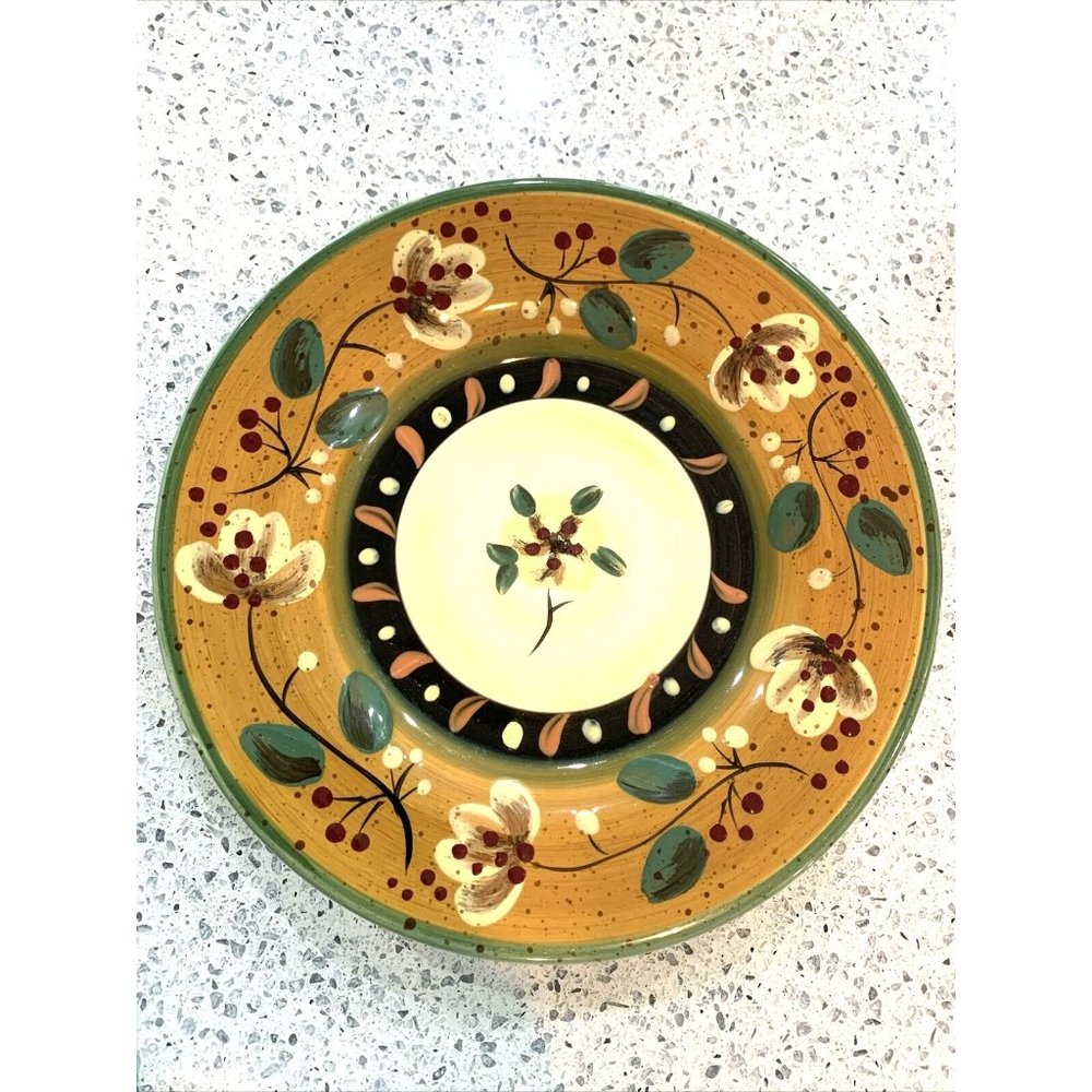 Brigette by Corsica Salad Plate Cream Flowers Red Berries Orange Rim